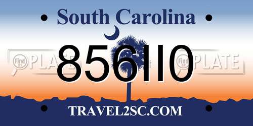 856II0 South Carolina License Plate