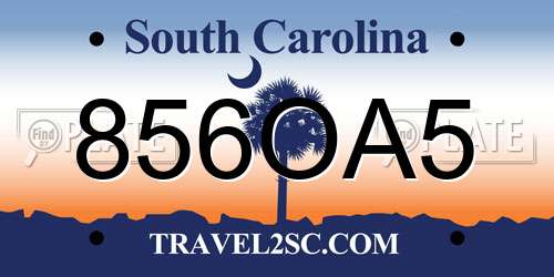 856OA5 South Carolina License Plate