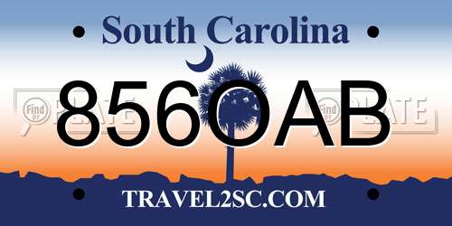 856OAB South Carolina License Plate