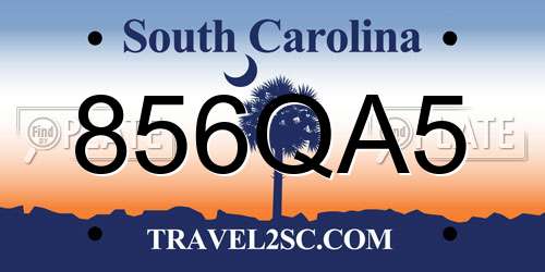 856QA5 South Carolina License Plate