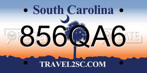 856QA6 South Carolina License Plate