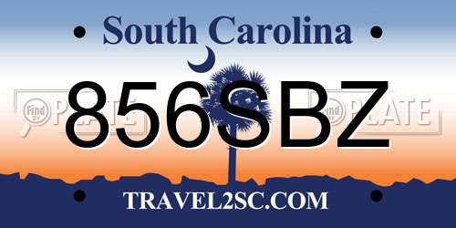 856SBZ South Carolina License Plate