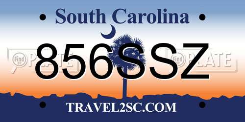 856SSZ South Carolina License Plate