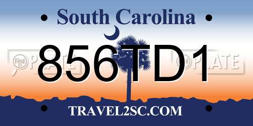 856TD1 South Carolina License Plate