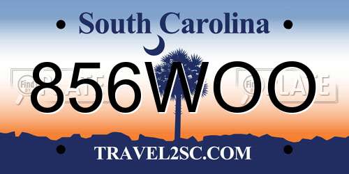 856WOO South Carolina License Plate