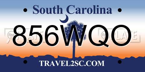 856WQO South Carolina License Plate