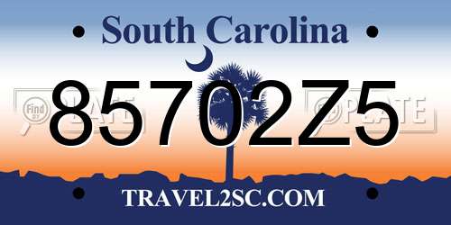 85702Z5 South Carolina License Plate