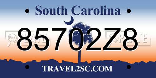 85702Z8 South Carolina License Plate