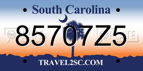 85707Z5 South Carolina License Plate