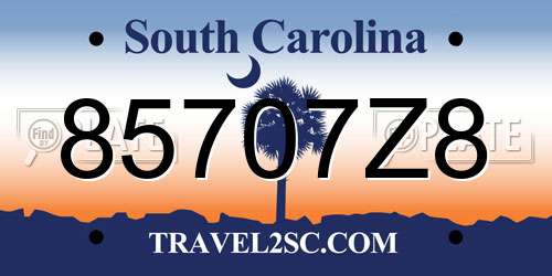85707Z8 South Carolina License Plate