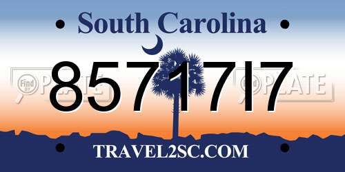85717I7 South Carolina License Plate