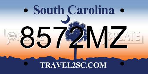 8572MZ South Carolina License Plate