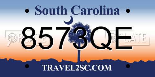 8573QE South Carolina License Plate