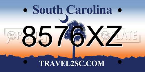 8576XZ South Carolina License Plate