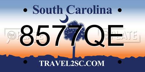 8577QE South Carolina License Plate