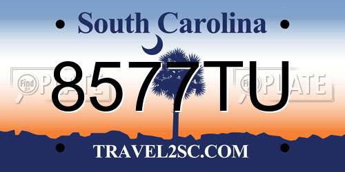 8577TU South Carolina License Plate