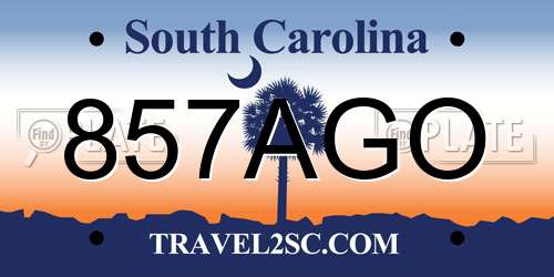 857AGO South Carolina License Plate