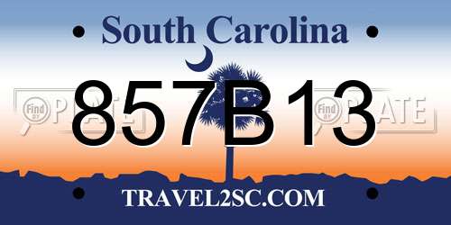 857B13 South Carolina License Plate