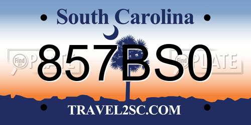857BS0 South Carolina License Plate