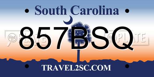 857BSQ South Carolina License Plate