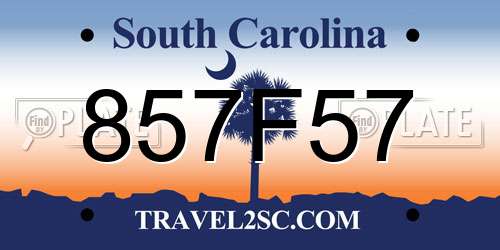 857F57 South Carolina License Plate