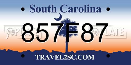 857F87 South Carolina License Plate