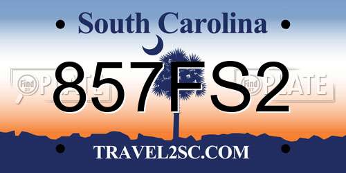 857FS2 South Carolina License Plate