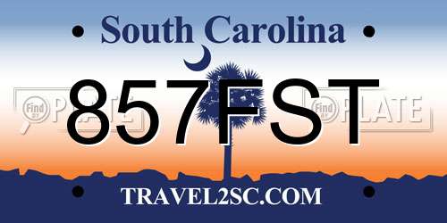 857FST South Carolina License Plate