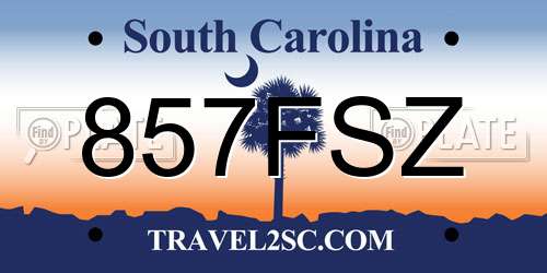 857FSZ South Carolina License Plate