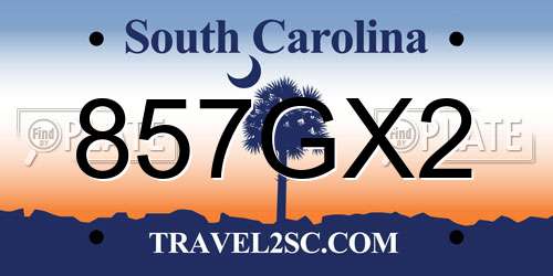 857GX2 South Carolina License Plate
