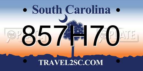857H70 South Carolina License Plate