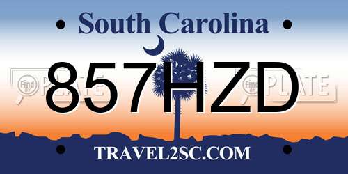 857HZD South Carolina License Plate