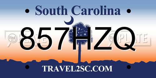 857HZQ South Carolina License Plate