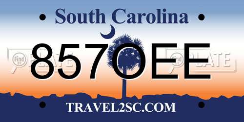857OEE South Carolina License Plate