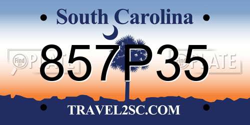 857P35 South Carolina License Plate