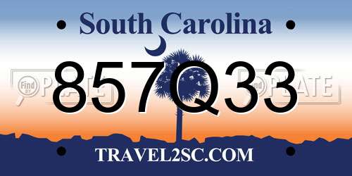 857Q33 South Carolina License Plate