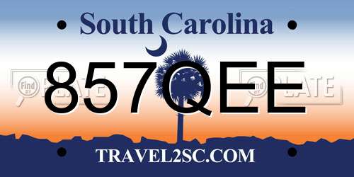 857QEE South Carolina License Plate
