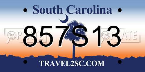 857S13 South Carolina License Plate