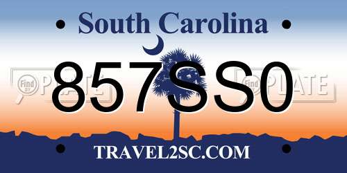 857SS0 South Carolina License Plate