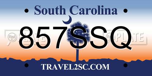 857SSQ South Carolina License Plate
