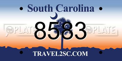 8583 South Carolina License Plate
