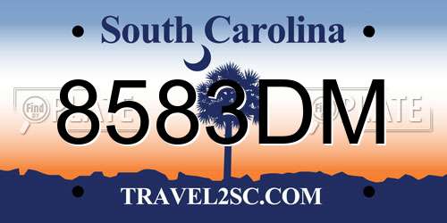 8583DM South Carolina License Plate