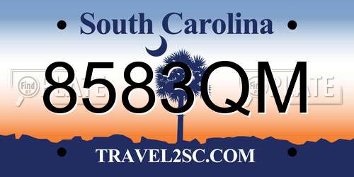 8583QM South Carolina License Plate