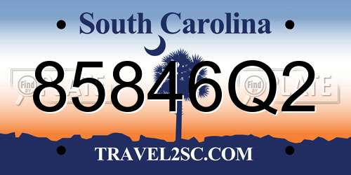 85846Q2 South Carolina License Plate
