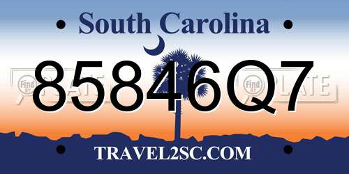 85846Q7 South Carolina License Plate