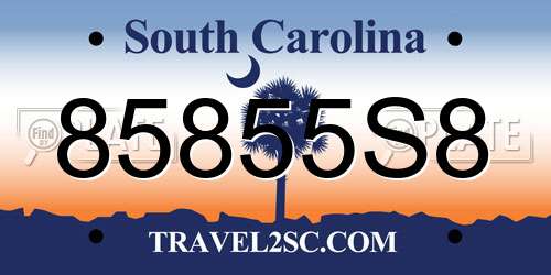 85855S8 South Carolina License Plate