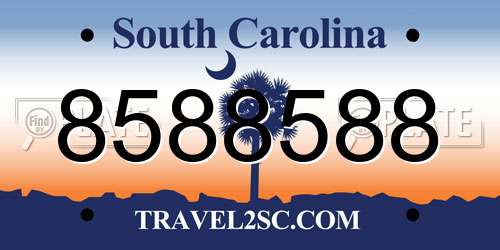 8588588 South Carolina License Plate