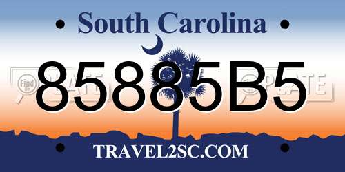 85885B5 South Carolina License Plate