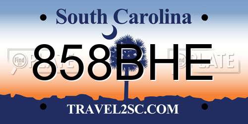 858BHE South Carolina License Plate