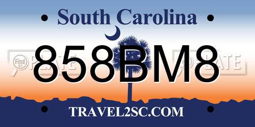 858BM8 South Carolina License Plate